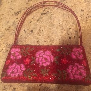 Red Beaded Party Purse